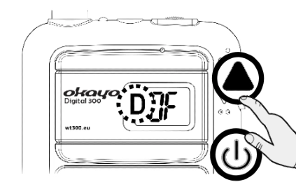Hearing Aid Compatibility mode enabled on Okayo WT-300D receiver with “D” icon shown on display
